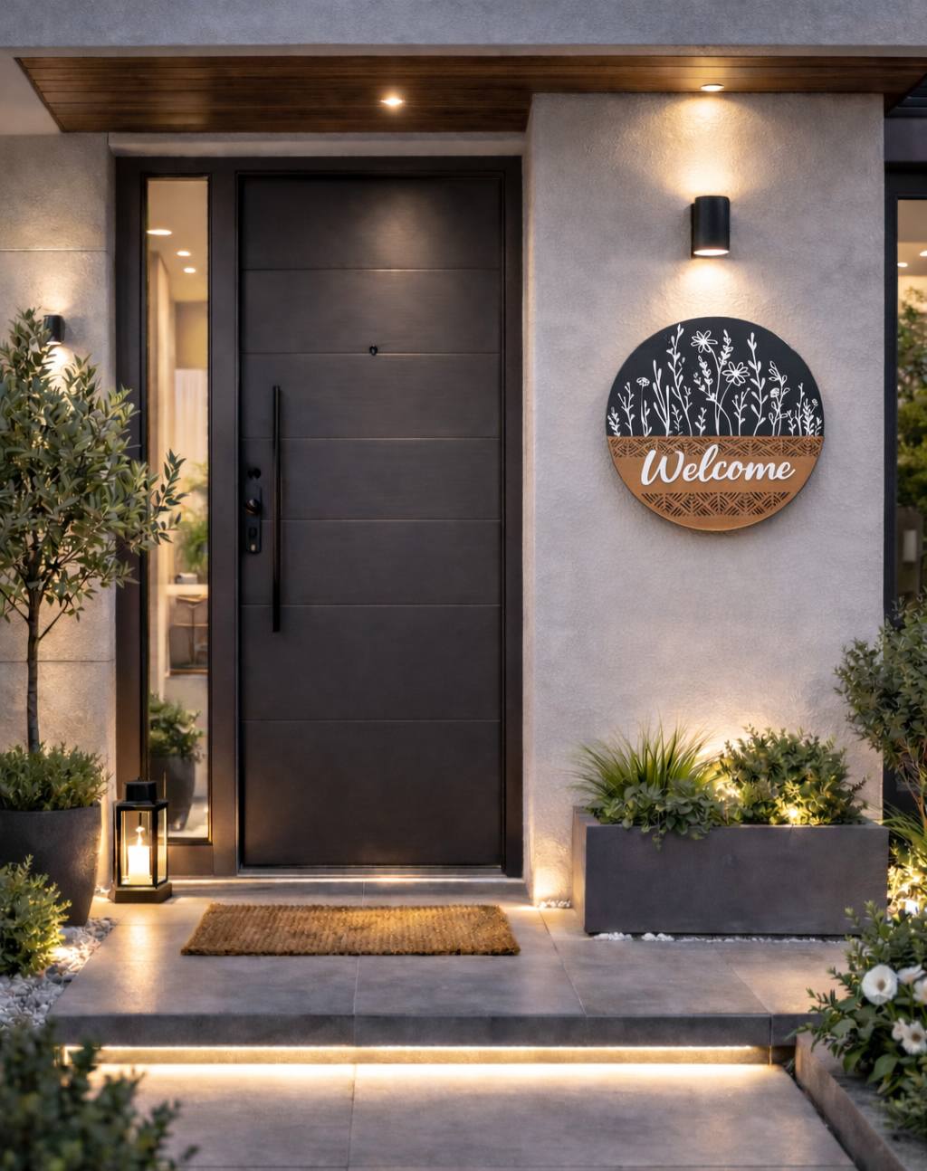 Ξύλινο Welcome εισόδου 50cm διάμετρο