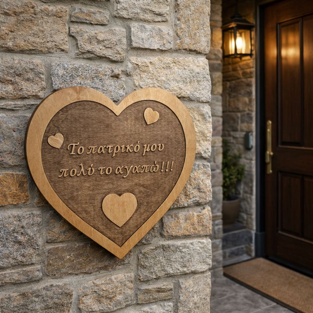 Ξύλινη καρδιά 2 επιπέδων 50χ50cm