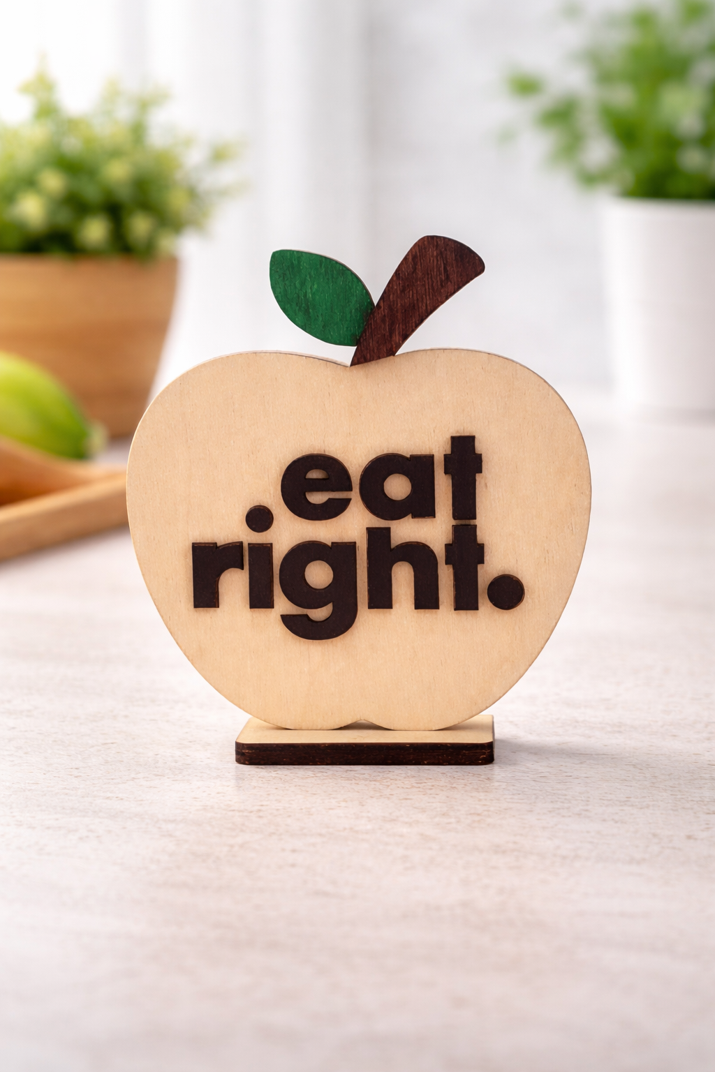 Μήλο με μήνυμα "eat right"