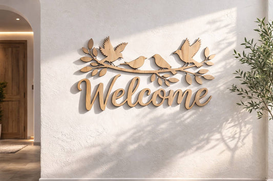 Ξύλινο Welcome τοίχου 150Χ82cm