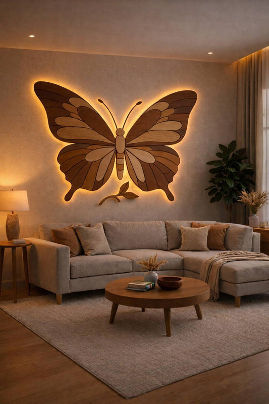 Ξύλινη πολυεπίπεδη πεταλούδα τοίχου 260Χ180cm