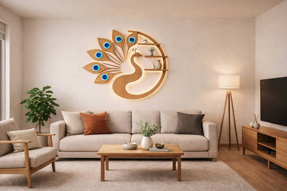 Ξύλινο διακοσμητικό τοίχου "παγώνι"