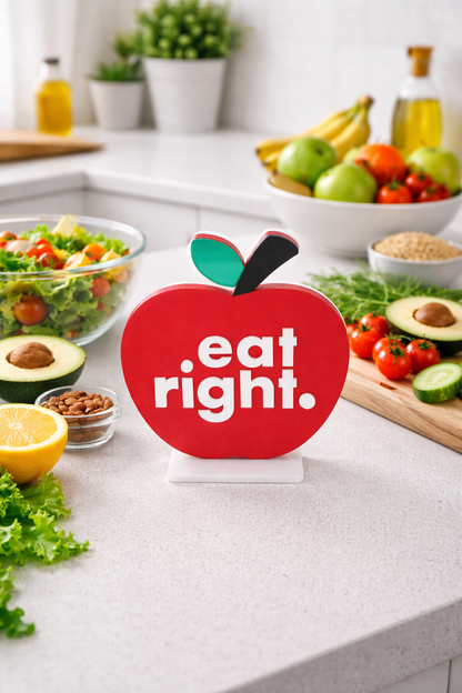 Μήλο με μήνυμα "eat right"