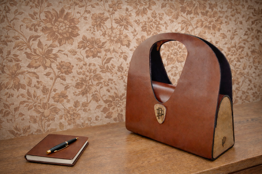 ΔΕΡΜΑΤΙΝΗ ΤΣΑΝΤΑ ΜΕ ΞΥΛΙΝΑ ΠΛΑΪΝΑ