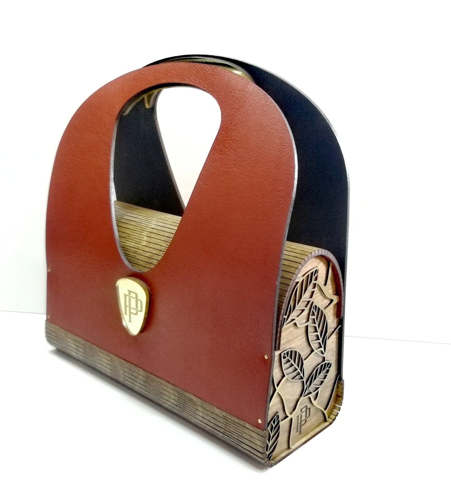 ΤΣΑΝΤΑ ΑΠΟ ΞΥΛΟ ΚΑΙ ΔΕΡΜΑ ΜΕ ΑΝΑΓΛΥΦΑ ΠΛΑΪΝΑ